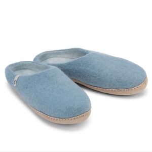 Egos Copenhagen Light Blue Felted Wool Mules Slippers Slides, Sz 9